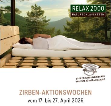 Relax2000 ZIRBEN-AKTIONSWOCHE 17.-27 April 2026